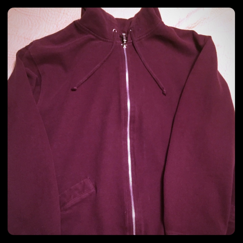 Burgundy jacket with hood